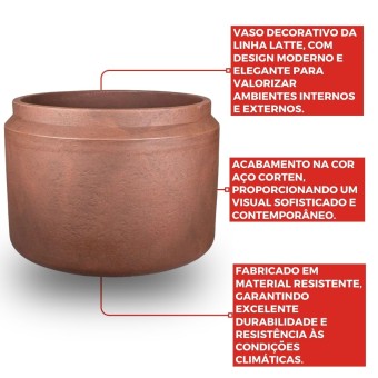 Vaso Para Plantas Latte 32 Aço Corten - Japi