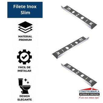 Filete Inox 304Slim Escovado 120cm FIS12020 Mozaik