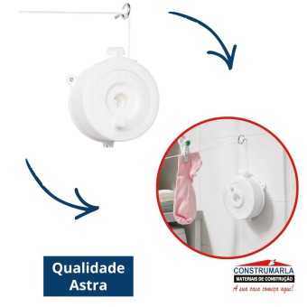 Varal De Parede Stick Branco Com Corda De 18M Secalux
