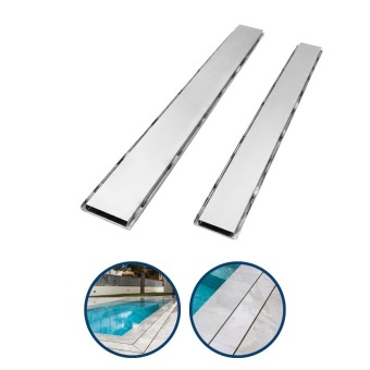 Grelha Piscina Porta Grelha Oculta Inox Reforç. 100cm Mozaik