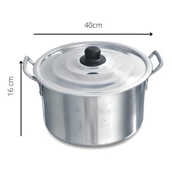 Panela Caçarola Alça Interiça Alumínio N°40 15,50l - Carola Cor:Cinza