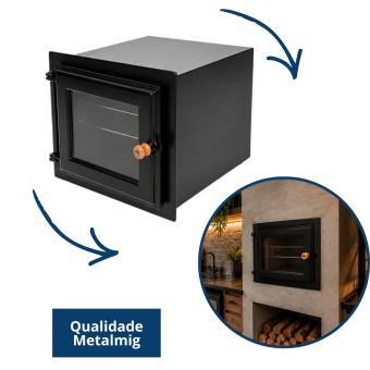 Forno Quadrado 30x35x50 Chapa 2mm Tampa Vidro 1301 Metalmig