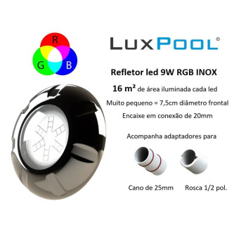 Lampada Piscina Power Led 9w Cabo 20m RGB LXP Inox - Luxpool