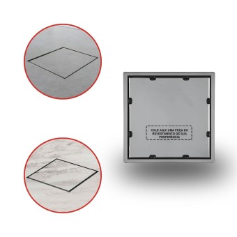 Ralo Inox 15x15cm Quattro Oculto Quadrado - Mozaik