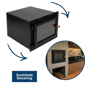 Forno Quadrado 33x48x50 Chapa 2mm Tampa Vidro 1338 Metalmig
