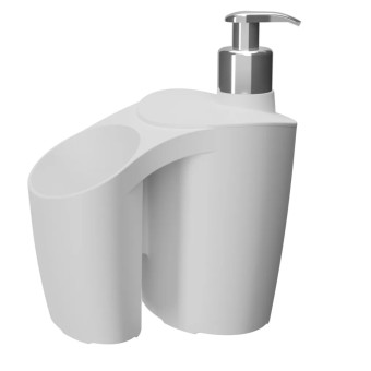 Porta Detergente Líquido Com Pump + Porta Bucha Branco Astra