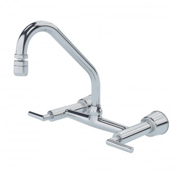 Torneira Misturadora Cromada De Parede 1258 C182 - Fani