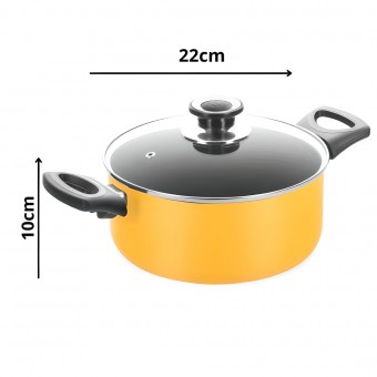 Panela Caçarola Antiaderente Forte Amarela 22 3,2 L - Carola
