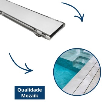 Grelha Piscina Porta Grelha Oculta Inox Reforç. 100cm Mozaik