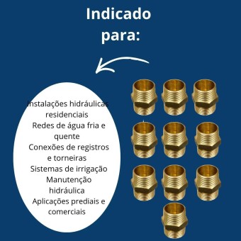 Niple Bronze De 1/2 Dourado Kit com 10 Unidades Mk Metais