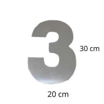 Número 3 Residencial Cromado 30 cm Extra Grande - Requinte