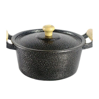 Caçarola Panela Craqueada De Alumínio Alça Madeira - Carola