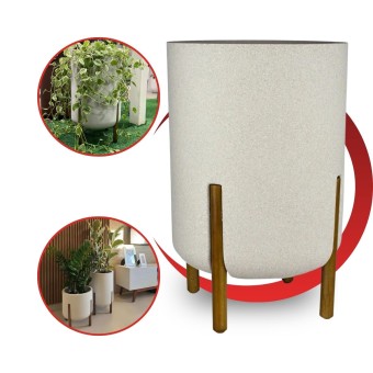 Vaso Para Plantas Cilindrico Decore 34 Off White - Japi