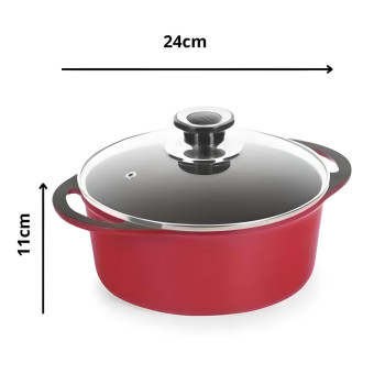 Panela Caçarola Antiaderente 3,70 L  N°24 Vermelha - Carola