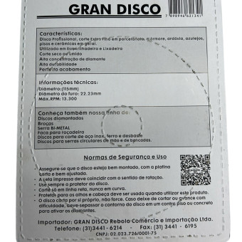 Disco Esmerilhadeira Porcelanato 115mm Extra Fino Vermelho