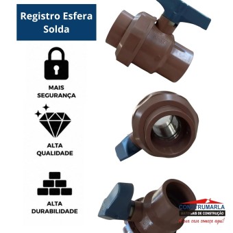 Registro Esfera Solda 50 C/Uniao Auto Travante - Lekat