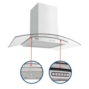 Coifa Vetro Isla Inox E Vidro 90cm 127v 94830/110 Tramontina