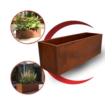 Cachepot Floreira Flat Para Plantas 67 Aço Corten - Japi
