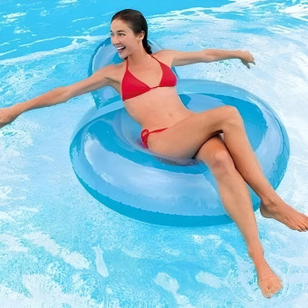 Poltrona Inflável de Piscina C/ Encosto Guarujá Azul 137x22 - Intex Cor:Azul