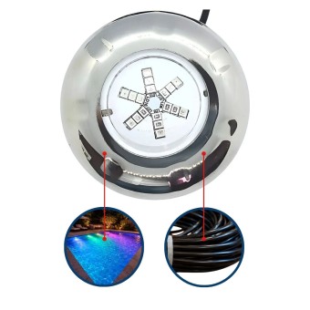 Lampada Pisc Power Led 9w Cabo10m RGB LXP Inox Luxpool