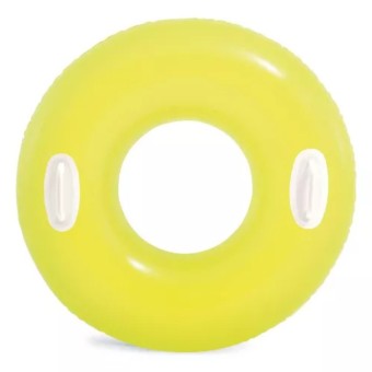 Boia Inflável Redonda Com Pega Mão Amarela Neon 76cm - Intex Acabamento:Brilhante
