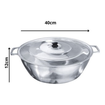 Tacho De Alumínio Com Tampa Para Cozinha N°40 12,5L - Carola Cor:Cinza