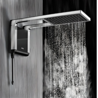 Chuveiro Ducha Acqua Storm Preto Cromado 220v - Lorenzetti