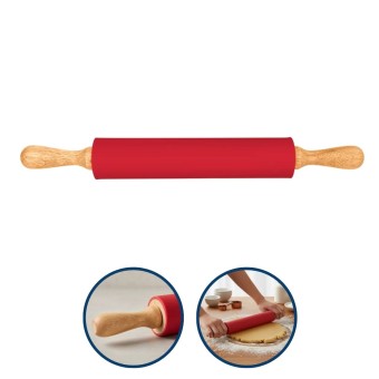 Rolo Silicone Cabo de Bambu para Abrir Massa Mor