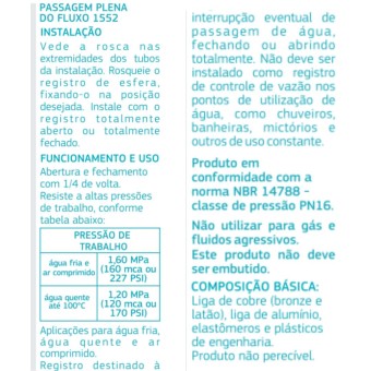 Registro de Esfera 1/2 DN15 Bruto 1552 HD 012- Deca