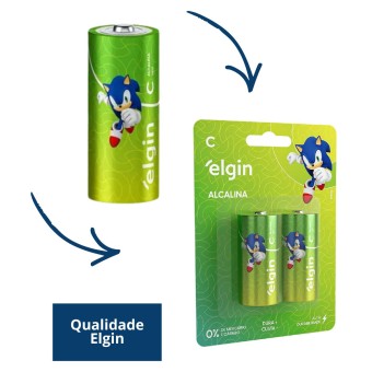 4 Pilhas Alcalinas Média C Cartela 2 Peças 1.5v Lr14 Elgin