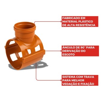 Selim Coletor Esgoto C/ Trava 90° DN150x100 Corr - Tigre