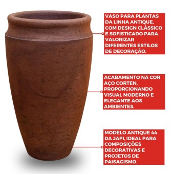 Vaso Antique 44 Aço Corten JVAQAC44 - Japi