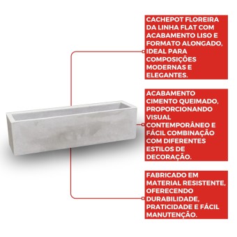 Cachepot Floreira Flat Para Plantas 57 Cimento Queimado Japi