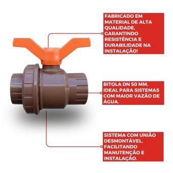 Registro Esfera Solda Dn 50mm Com União - Tigre