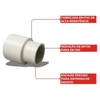 Luva Redução Adaptador Esgoto DN 110 x 100  - Alc Tubos