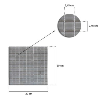 Pastilha Vidro 070 Cinza Claro (2,5X2,5 cm) - Linea Vitral