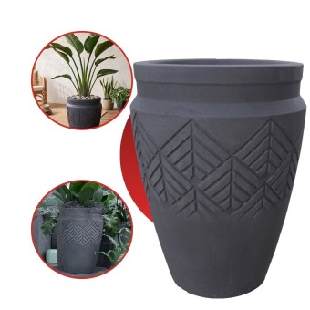 Vaso Para Plantas Tribo Cilíndrico 32 Preto Ardósia - Japi