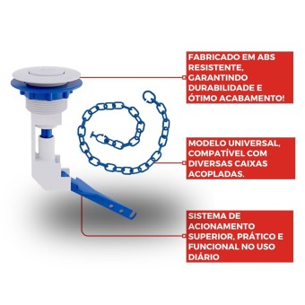 Botão Acionador Superior Universal ABS Cx Acoplada- Blukit