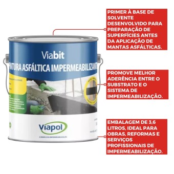 Primer Base Solvente Viabit Para Manta Asfáltica 3,6L Viapol