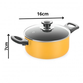 Panela Caçarola Antiaderente Forte Amarela 16 1,4 L - Carola