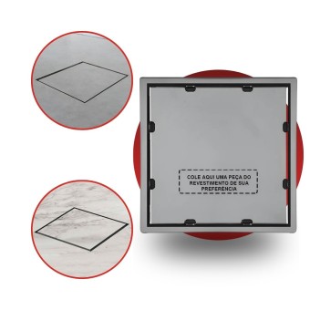 Ralo Inox 10x10cm Quattro Oculto Quadrado - Mozaik