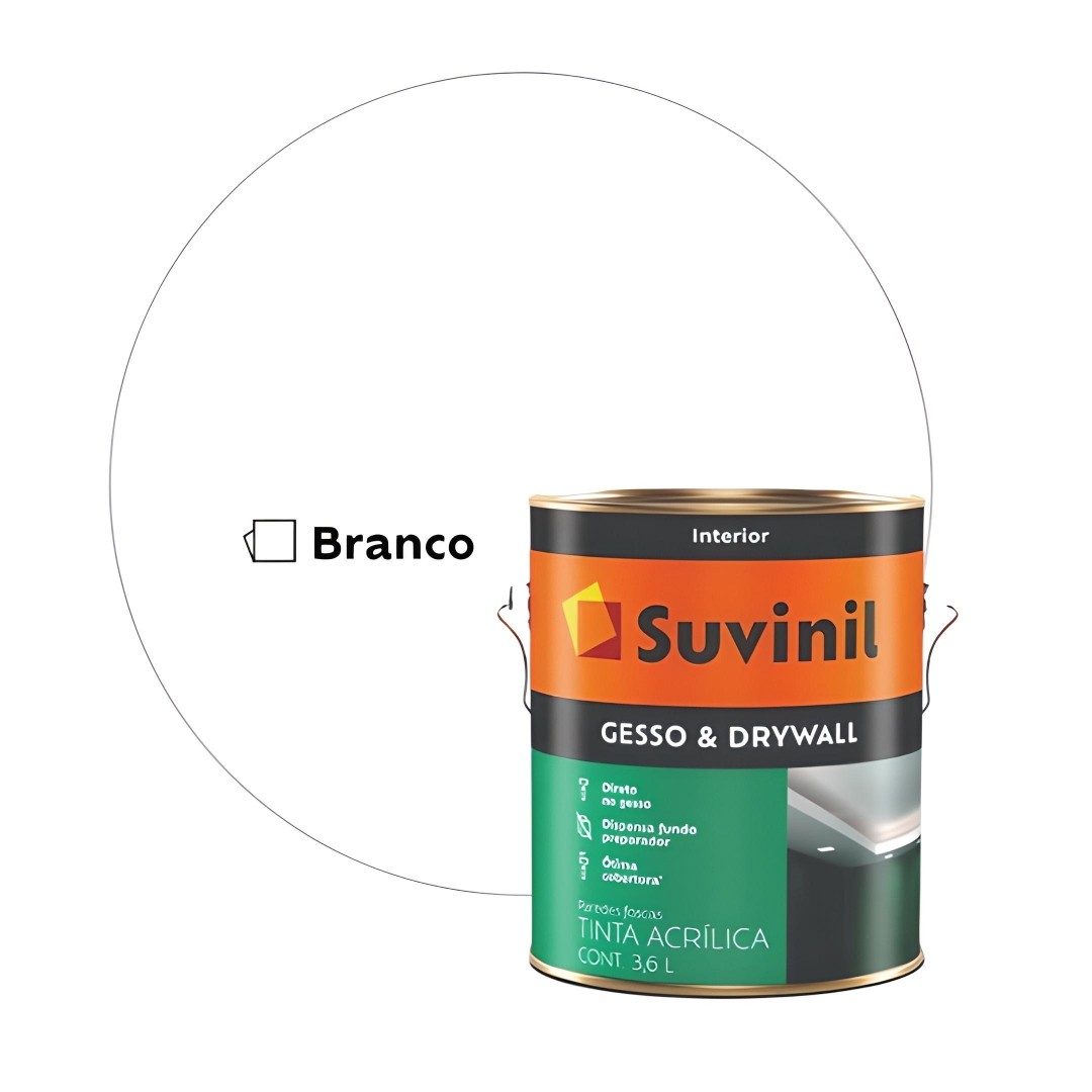 Tinta Para Gesso E Drywall Branca Fosca 3,6 Litros - Suvinil | Construmarla